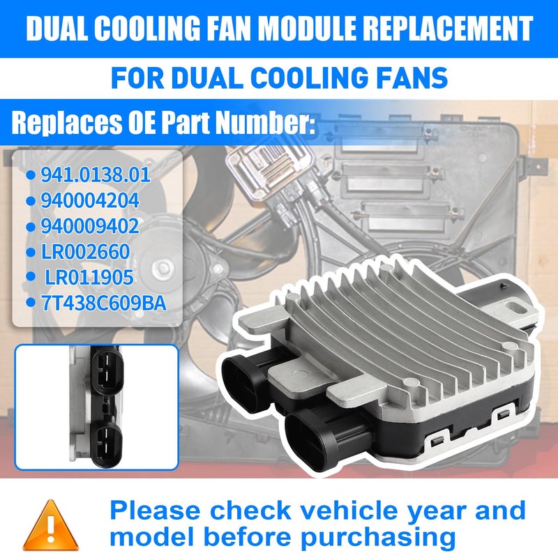Kavius Cooling Fan Control Module Upgraded w/Connector Compatible with Volvo S60 S80 V60 V70 XC60 XC70 Compatible with Evoque Freelander II Compatible with Ford Mondeo Replace OE 940009402 940004204 - Image 3